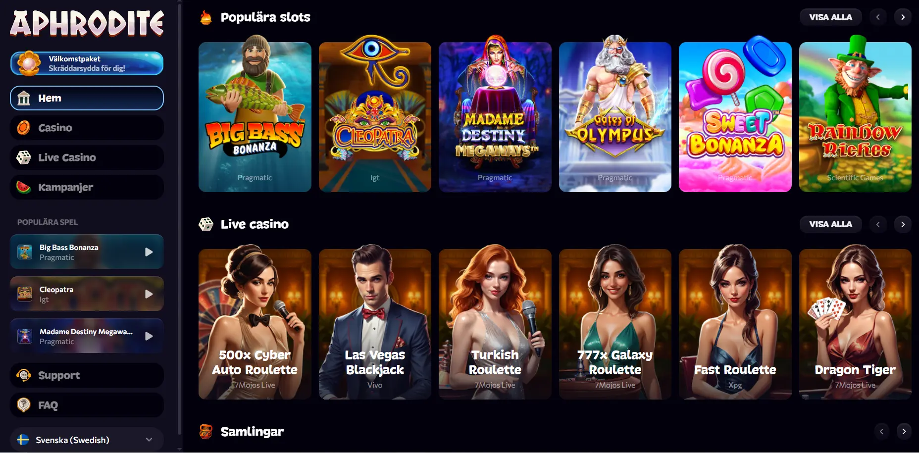 Vilka spel som är tillgängliga på casino utan Spelpaus med Trustly – slots, bordsspel och livecasino